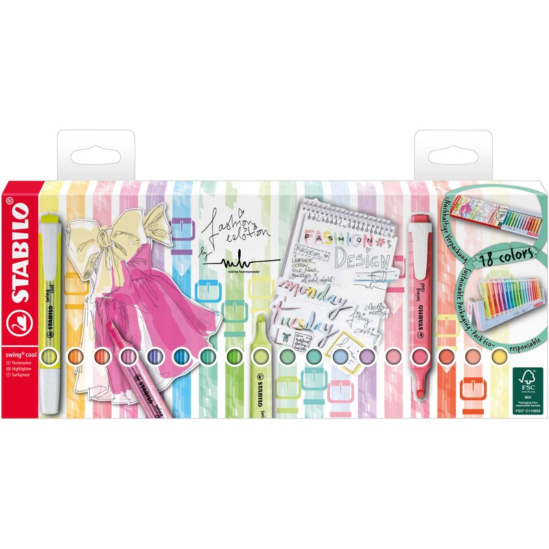 Highlighter - STABILO swing cool - Deskset of 18 -