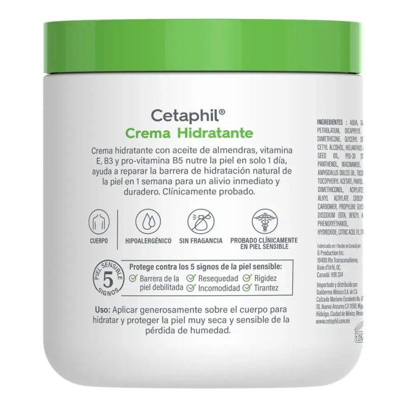 Crema Cetaphil Hidratante Piel Sensible O Seca De 566 G