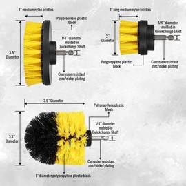 3 Pack Wheel Tire Rim Scrub Brush Wheel Cleaning Brush Car Detailing Drill Brush Kit