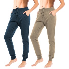 Sexy Basics Women's Drawstring Joggers | Knit Cotton Sweat Pants | Multi Packs & Colors