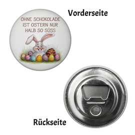 Fröhlicher Hase mit Ostereiern Magnet mit Flaschenöffner - Ostern ohne Schokolade halb so süß Lustiger Kühlschrank-Dekomagnet als Ostergeschenk