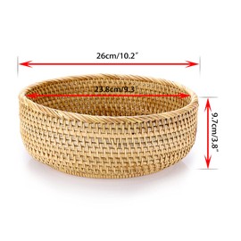 IGNPION Round Rattan Woven Fruit Basket Bread Serving Baskets Snack Storage Bowls Table Desktop Countertop Decorative Display Storage Baskets