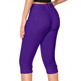 Hybrid & Company Women's Butt Lift Super Comfy Stretch Denim Capri Short Jeans Q43308 Purple 5