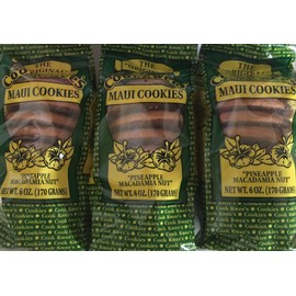 The Original Maui CookKwees Hawaii Cookies 3 Pack- 6 oz. Each (Pineapple Macadamia Nut 3pk.)