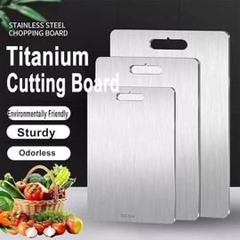 Titanium Cutting Board, tablas para picar cocina, 304 Tabla de cortar de acero inoxidable, Alfombrilla de Corte Antideslizante de Doble Cara de Titanio, adecuado para carne, frutas y verduras