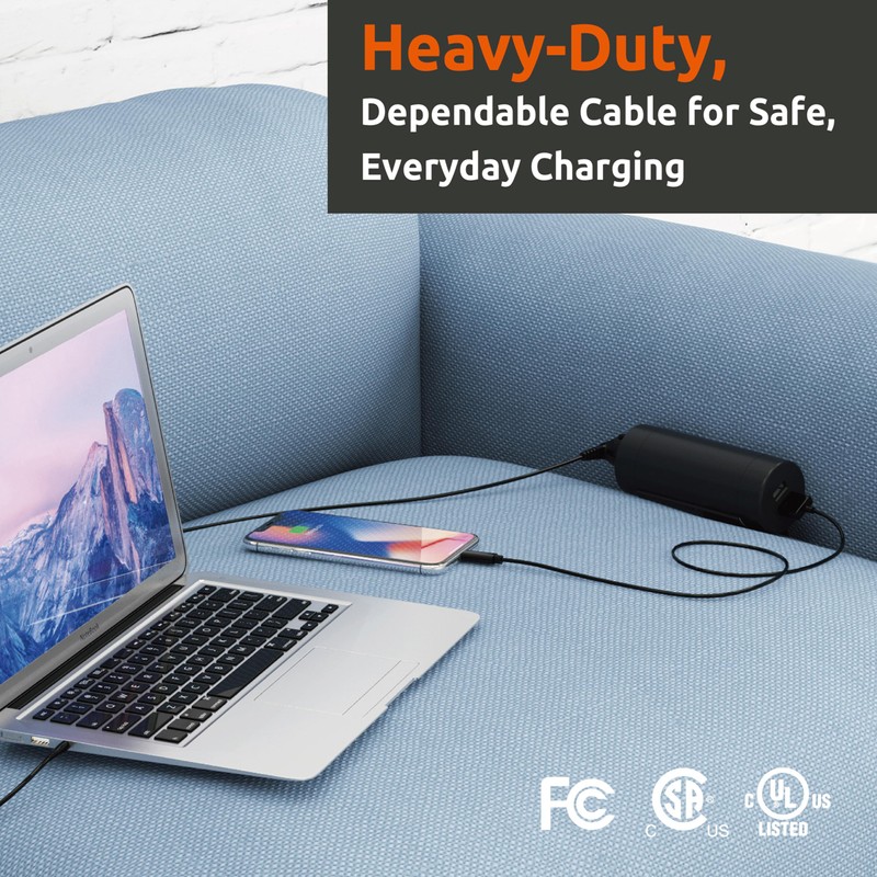 Link2Home Sofa Socket, 10ft Extension Cord, 1 Outlet, 2 Ports,