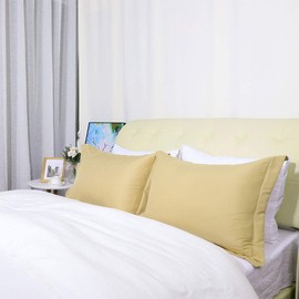 uxcell Pillow Shams 2 Pack Soft Brushed Microfiber Pillowcases Weave for 90 GSM Ployester, Wrinkle, Fade, Queen(20"x30") Gold