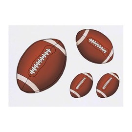 4 x 'Rugby Ball' Temporary Tattoos - Water Resistant, Skin-Safe, Non-Toxic Transfers, Mixed Sizes (TO00083454)