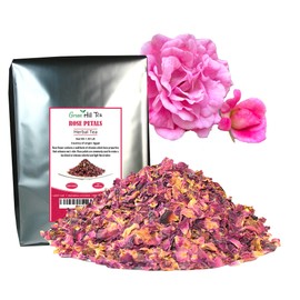 Greenhilltea Premium Dried Rose Petals Rose Tea - Edible Flowers for drinks, Baking, Desserts, Cocktails, Wedding Toss & Herbal Tea Infusions 1 LB