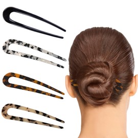 AYNKH 4 Stück French Hair Pin Französische Haarnadel Twist Hair Pin Groß Haarnadeln U förmige Französische Haarspange Für Damen Mädchen