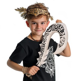 The Polynesian Demigod Maui-Inspired Cosplay Samll Fish Hook Props Engraved Hawaii Tribal Design (Ivory White)