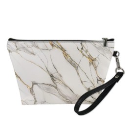 Mumeson Travel Handle Toiletry Bag Cute Animal Pet PU Leather Cosmetic Storage Bags, Marble Print, One Size