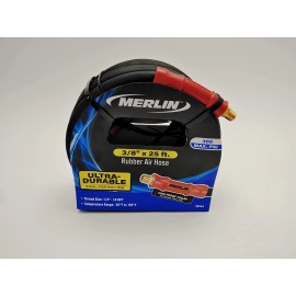 MERLIN 25' ft. x 3/8" in. Rubber Air Hose 300 PSI Air Compressor Hose Super Heavy Duty
