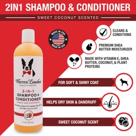 Warren London 2in1 Pet Shampoo and Conditioner for Dogs, Puppys, & Cats | Best Dog Shampoo and Conditioner for Dry Itchy Skin | Dandruff Shampoo for Dogs | Dog Shampoo Gallon Size