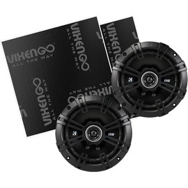 KICKER 6.75" DS 2-Way Speakers with Vixen Go Sound Deadener for Cars 80 mil, Butyl Rubber Deadening Material (2 Sheets, 1.3 sq ft Total)
