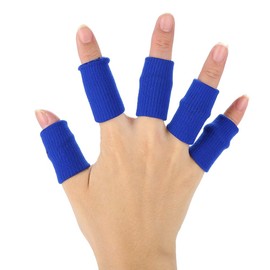 10pcs / Set Soporte de Mangas para Dedos, Protector de Dedos Brace Sports Aid Artritis Band Wraps para Baloncesto, Tenis, Béisbol, Cricket, Voleibol, Bádminton, Navegación de Recreo(Azul)