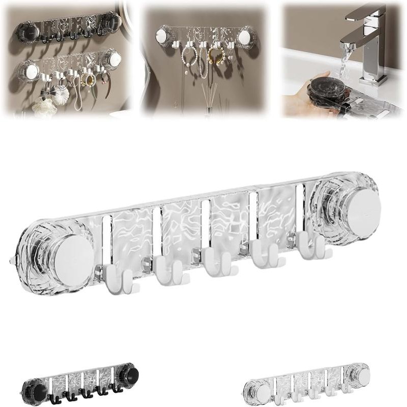 Rotating Shower Suction Cup Hook, Space Saving Non Punch Wall