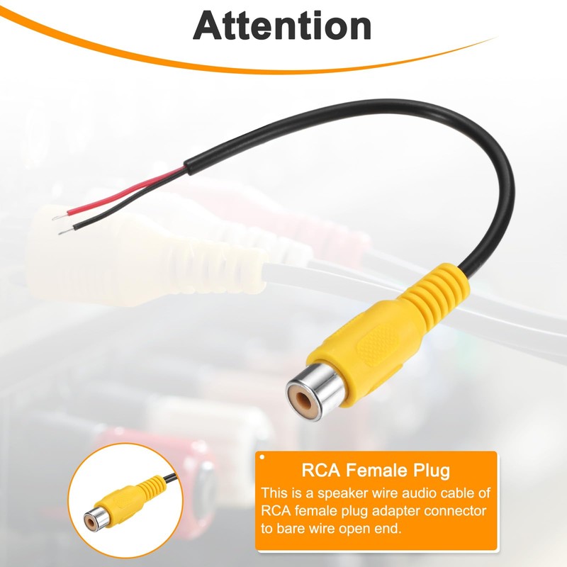 M METERXITY 6個入りRCA-スピーカー線アダプター 5.9インチ/0.15m RCAメスプラグジャックから裸線コネクターアダプター AVレシーバー/アンプ/TV用[イエロー] スピーカーコード修理