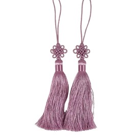 Seoulful Vintage Mini Korean Silk Knot Norigae Set - 2 Pack Traditional Tassel Charms in 7 Colors - Decorative Hanbok Accessories (Pink)