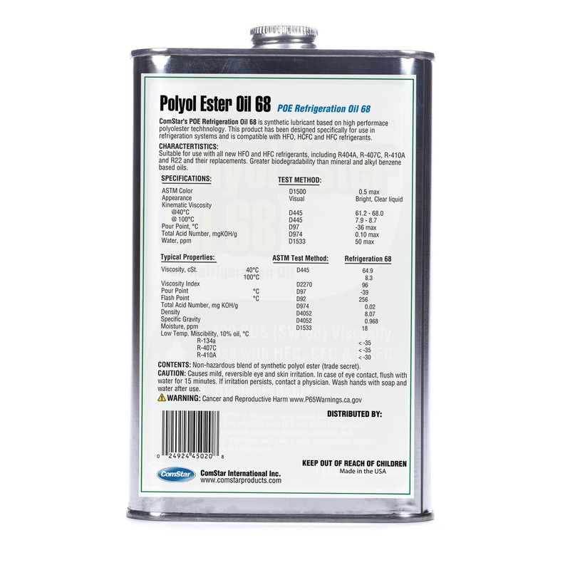 ComStar Polyol Ester Oil 68/300 SUS (POE), High-Performance Refrigeration Oil
