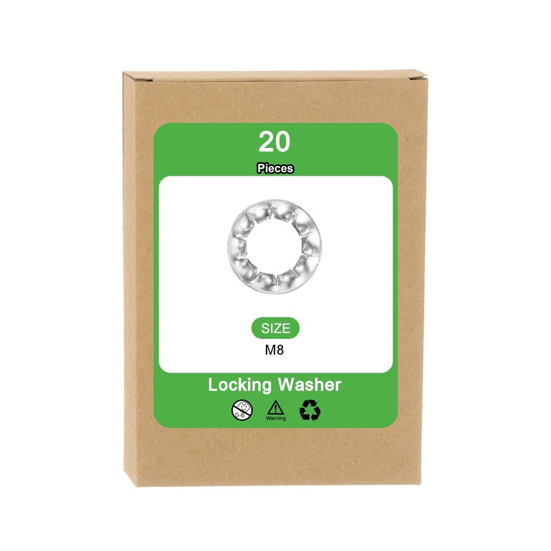 sourcing map M8 20Pcs Internal Tooth Washers, 304 Stainless Steel
