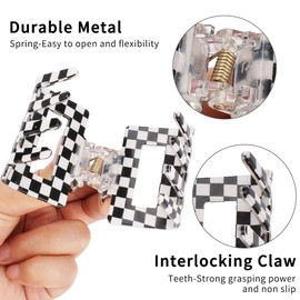 4 Pcs Hair Clip Set, Multi-Color Plaid, Strong Hold Y2K Clips, Cute Accessories for Women, Teens, and Girls (Small Checkered)