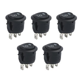 Pack of 5 Toggle Switches 3 Positions, Rocker Switch 250 V 6 A, Mini Toggle Switch, Illuminated, Light Switch, Black, Switch 12 V Waterproof, Pressure Switch for Cars, Boats and Household Appliances