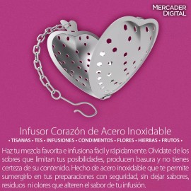 Mercader Digital Infusor Té De Corazón Acero Inoxidable Tisana Infusión Tés