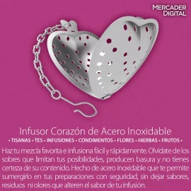 Mercader Digital Infusor Té De Corazón Acero Inoxidable Tisana Infusión Tés