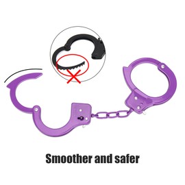 HUALIXUAN Metal Play Handcuffs, Hand Cuffs Police, Toy Handcuffs for Kids (Purple)