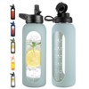 CIVAGO 40 oz Glass Water Bottle with Straw and Handle,