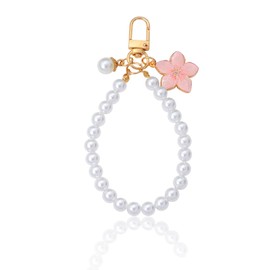 Ottsuls Cute Floral Pearl Keychain for Women,Elegant Flower Charm, Keychain for Purse Backpack Luggage Accessories, Cute Charm for Women Girls, Gift Ideas for Valentine's Christmas Birthday