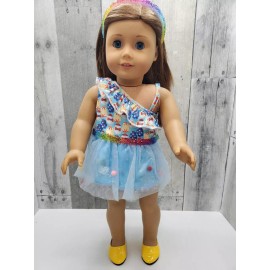 JustAskJoyce Collection Dress, Easter Egg Off the Shoulder Dress & Accessories for 18 Inch Dolls