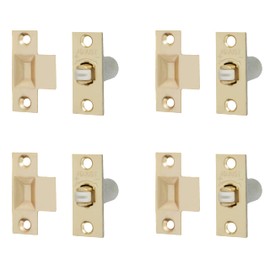 Adjustable Roller Catch Spring Loaded Latch Lock for Internal Doors | Brass Plated | Pack of 4