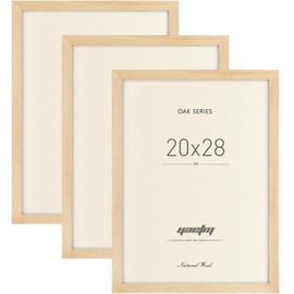 Yaetm 20x28 Oak Wood Poster Frames Set of 3, Wide Molding, Solid Wood Frame 20 x 28 inches, Natural Wood 20x28 Large Picture Frame with Plexiglass for Wall Mount (3 pack, Oak)