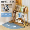STARLATTA Double Rods Clothes Rack, Gold Rolling Clothing Racks for