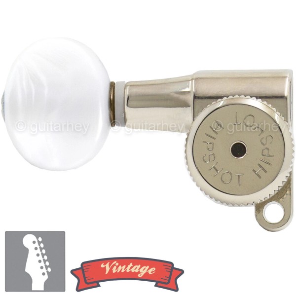 Hipshot NEW Hipshot VINTAGE 6-in-Line Locking Tuners 8.5mm Oval Pearl