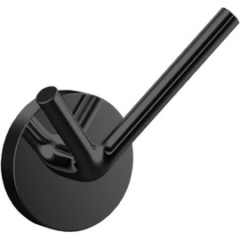 EMCO Round Double Hooks for Wall Mounting, Aluminium Hanger for 2 Bath Towels, Elegant Towel Hook for Screwing and Gluing, Matt Black