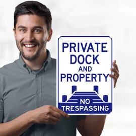 Private Dock And Property No Trespassing Sign, 10x14 Inches, Rust Free .040 Aluminum, Fade Resistant, Made in USA by My Sign Center
