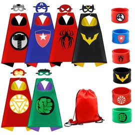 JNKODNB Capes for Kids Hero Costume Capes with Masks and Wristbands Slap Bands Fit for boy and girls (6 Pcs)