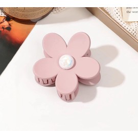 Matte Flower Hair Clips with Pearl Accents, Set of 4 (Light Variety)