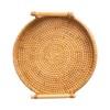 Hand Woven Round Rattan Serving Tray Bread Fruit Dessert Snack