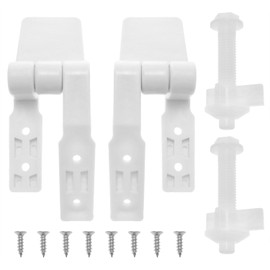 Dsjnf Universal White Plastic Toilet Seat Hinges Replacement with Mounting Screw for Toilet Flapper 1 Set