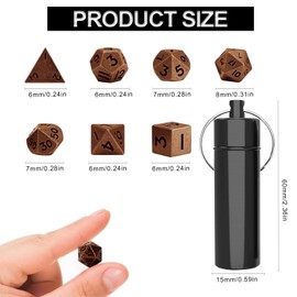 MisFun 7 Piece Dice, DND Dice, Metal DND Dice Set, Polyhedral Dice, Cube Dice with Storage Bottle, for Dungeons and Dragons, Table RPG and Cards Board Games (Red)