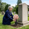 MXHBSTP 2 pcs Artificial Flowers for Graves, Memorial Vases for