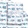 LeZakaa 25th Birthday Wrapping Paper Roll - Blue Happy 25th
