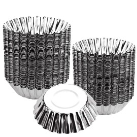 50 Piezas Mini Moldes para Tartas de Huevo, Egg Tart Molde para Hornear de Aluminio, Muy Adecuado Hornear Tartas de Huevo y Postres Pequeños