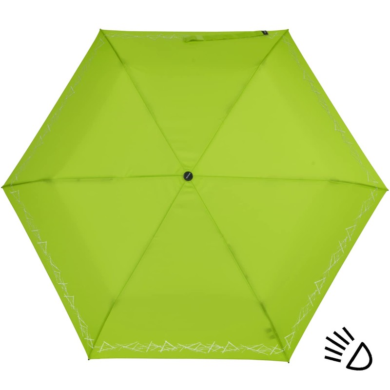 Knirps children's compact umbrella with reflective trim., lime