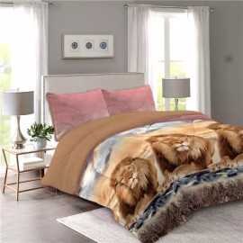 Sunshine Textile Lion Plush Sherpa Blanket Set - 3 Piece Set
