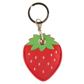 Leadigol Leather Keychain Holder Case, Anti-Scratch Finder Tag Cover, Cute Strawberry Keychain Ring, Protective Tag Case for Keys, Wallet, Red, Small